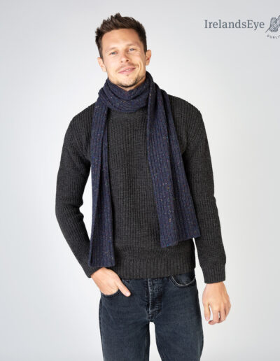 A688 Luxe Ribbed Scarf in Navy